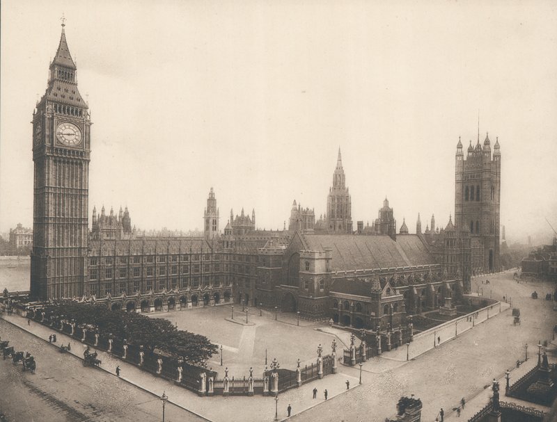 Het Parlement en Big Ben, Londen, ca. 1900 door English Photographer