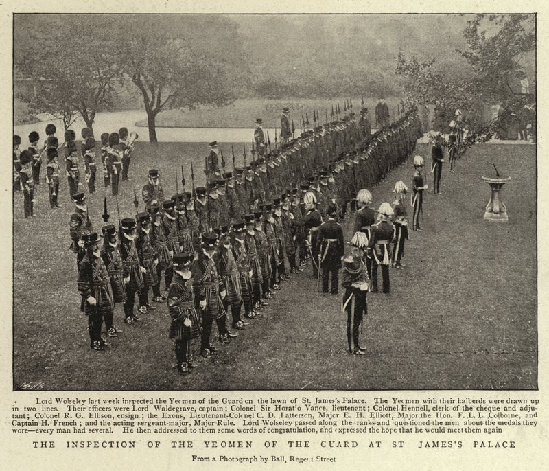 De inspectie van de Yeomen of the Guard in St James