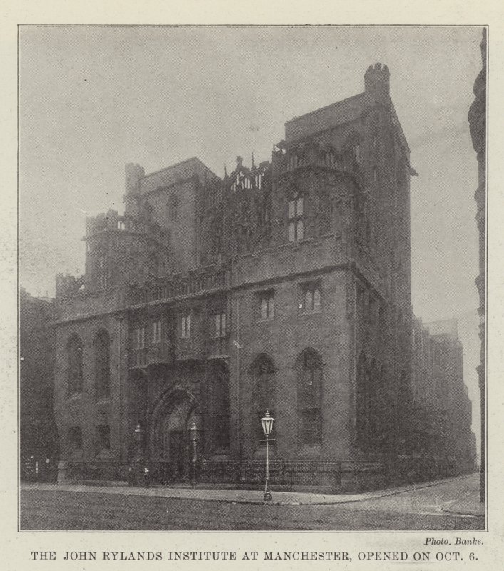 Het John Rylands Instituut in Manchester, geopend op 6 oktober door English Photographer
