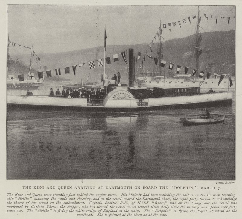 De koning en koningin arriveren in Dartmouth aan boord van de Dolphin, 7 maart door English Photographer