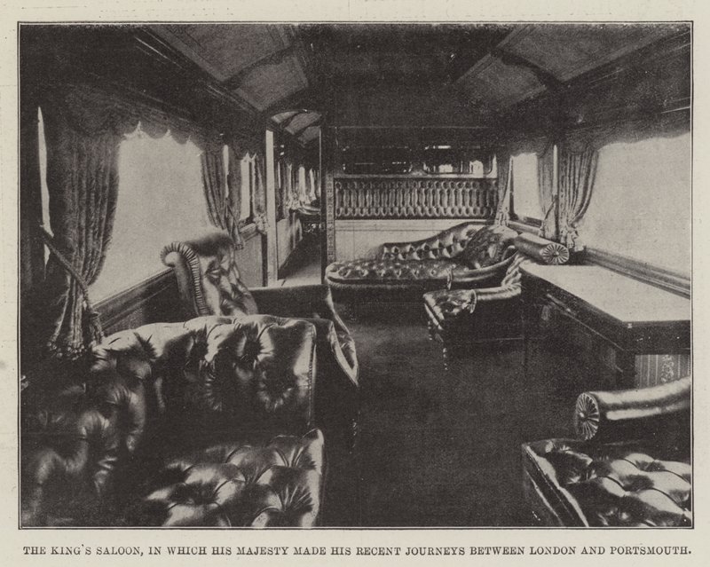 De salon van de koning, waarin Zijne Majesteit zijn recente reis tussen Londen en Portsmouth maakte door English Photographer