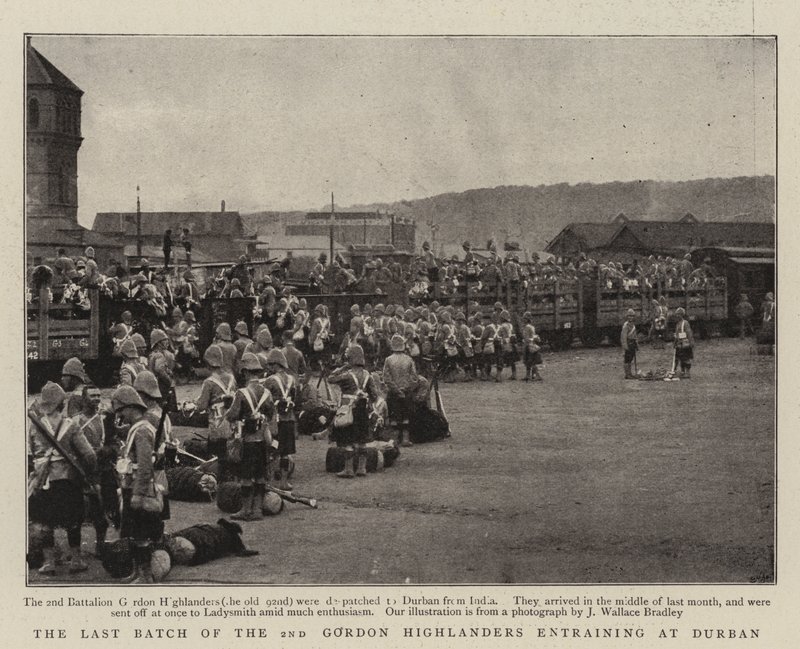 De Laatste Groep van de 2e Gordon Highlanders die instappen in Durban door English Photographer