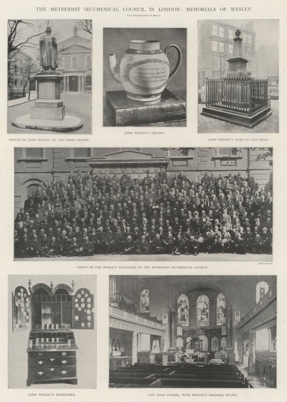 De Methodistische Oecumenische Raad in Londen, gedenktekens van Wesley door English Photographer