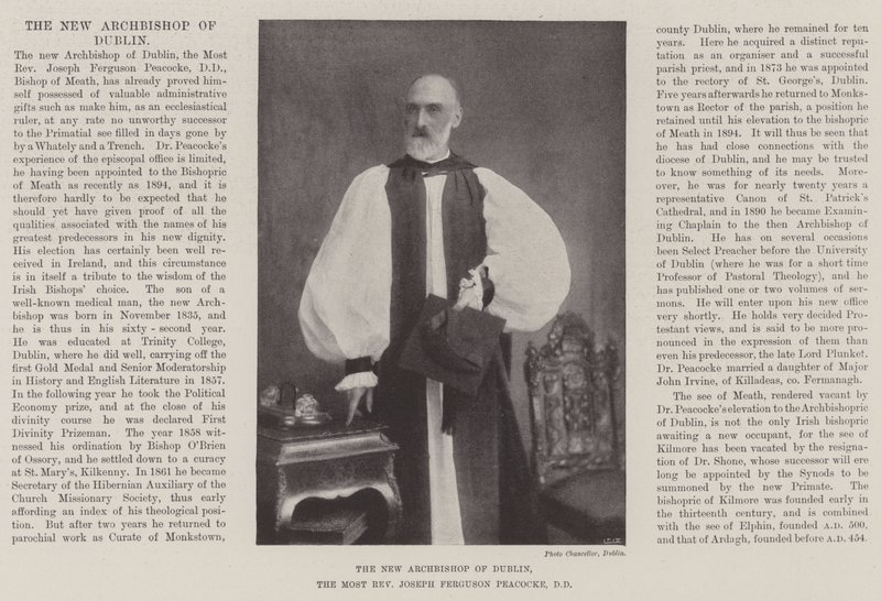 De Nieuwe Aartsbisschop van Dublin, de Zeer Eerwaarde Joseph Ferguson Peacocke, DD door English Photographer