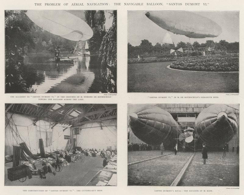 Het probleem van luchtvaart, de bestuurbare ballon, Santos Dumont VI door English Photographer
