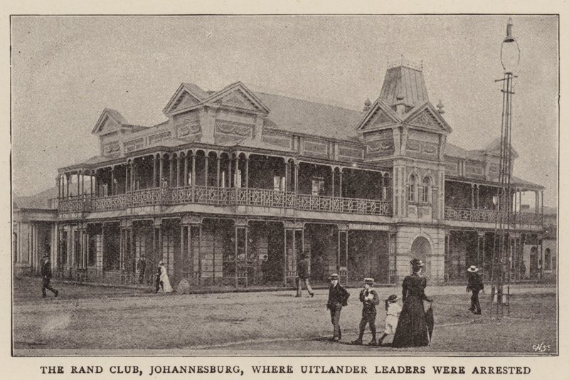De Rand Club, Johannesburg, waar Uitlander-leiders werden gearresteerd door English Photographer