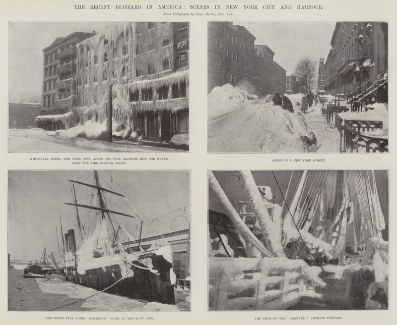 De recente sneeuwstorm in Amerika, scènes in New York City en haven door English Photographer
