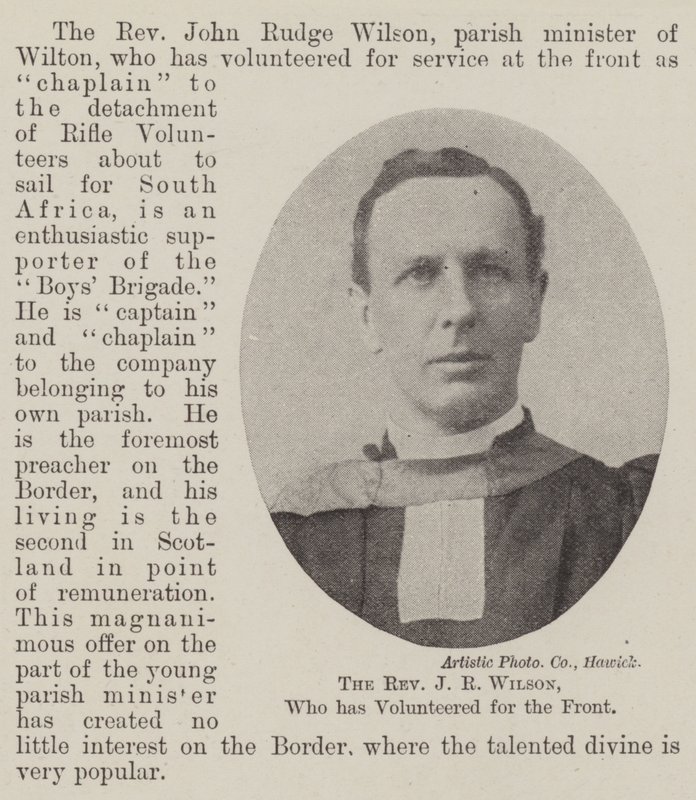 Dominee J R Wilson, die zich vrijwillig heeft gemeld voor het front door English Photographer