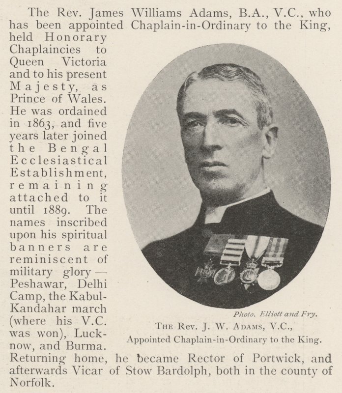 De Eerwaarde J W Adams, VC, benoemd tot Gewone Kapelaan van de Koning door English Photographer