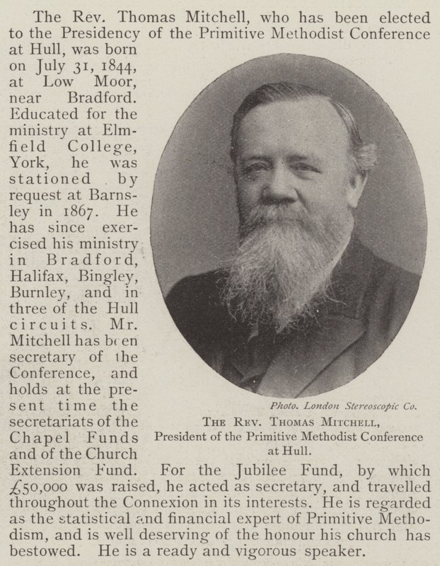 De Eerwaarde Thomas Mitchell, Voorzitter van de Primitive Methodist Conference in Hull door English Photographer