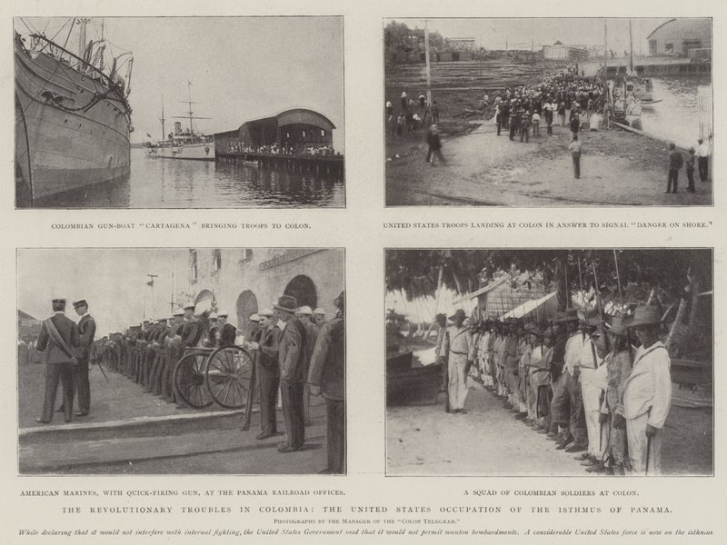 De revolutionaire onrusten in Colombia, de bezetting van de landengte van Panama door de Verenigde Staten door English Photographer
