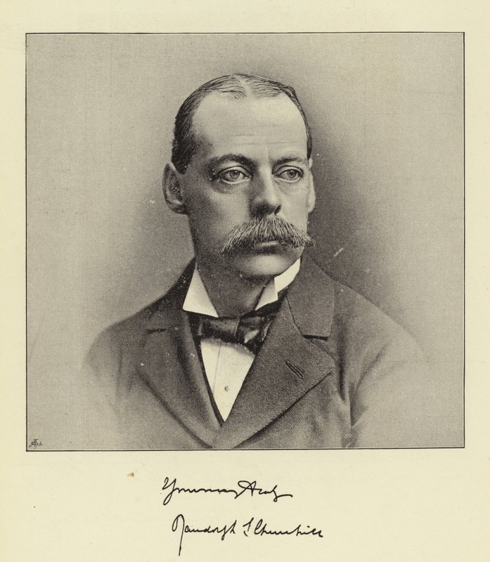 De Zeer Eerwaarde Lord Randolph Churchill, voormalig Minister van Financiën en ex-Leider van het Lagerhuis door English Photographer