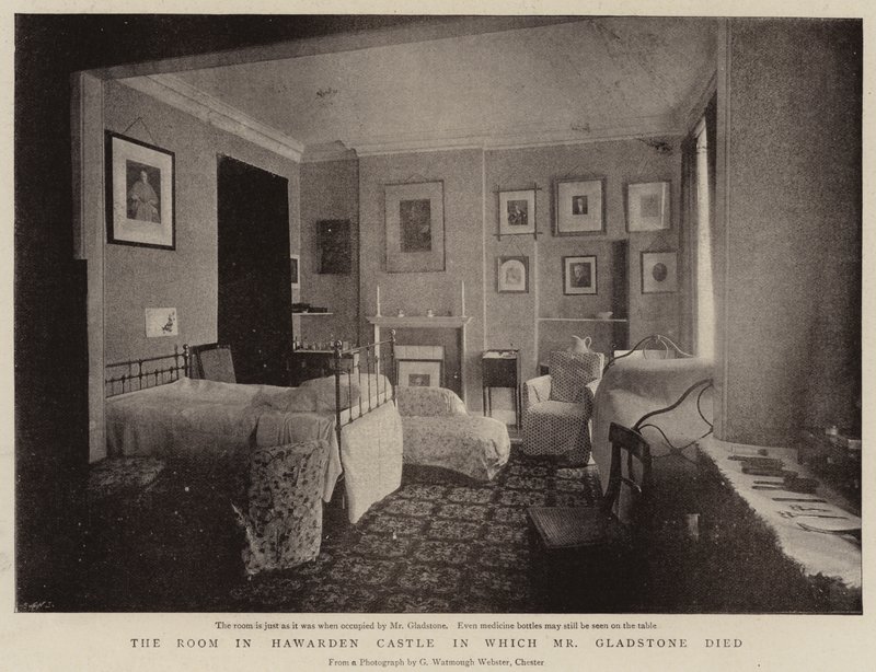 De kamer in Hawarden Castle waar Mr Gladstone stierf door English Photographer