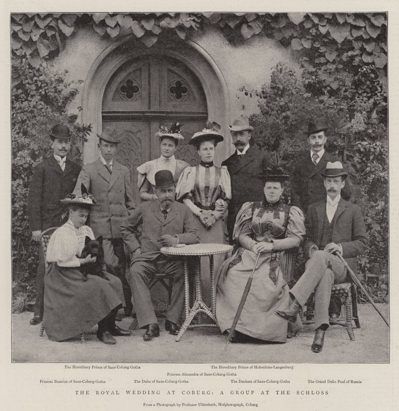 Het koninklijk huwelijk in Coburg, een groep bij het Schloss door English Photographer