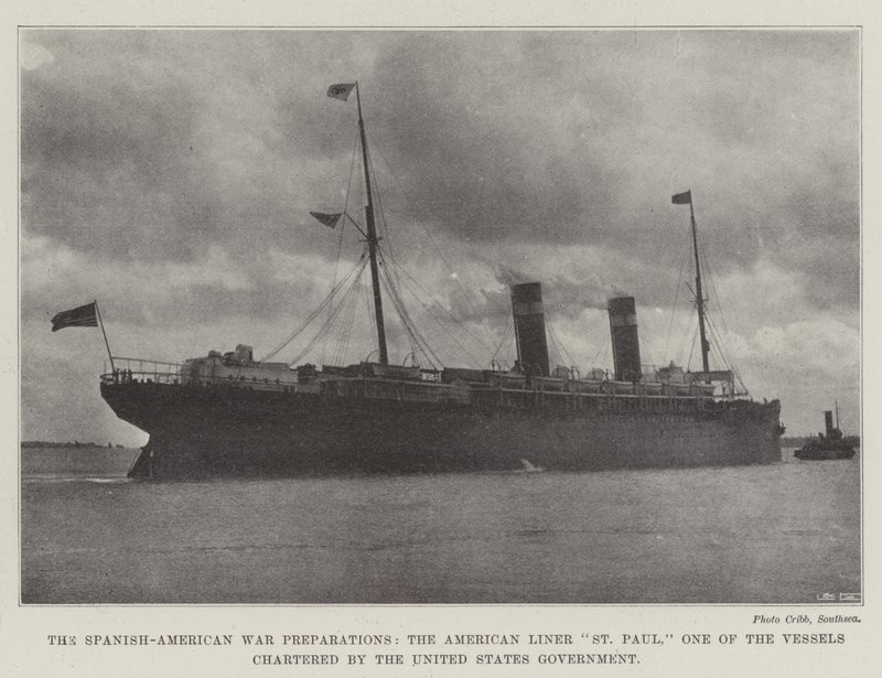 De Spaans-Amerikaanse oorlog voorbereidingen, de Amerikaanse lijnboot St Paul, een van de schepen gecharterd door de Amerikaanse regering door English Photographer