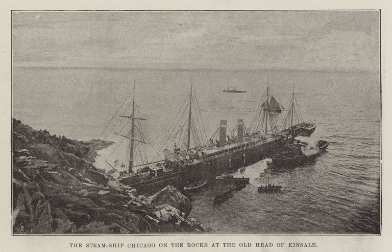 Het Stoomschip Chicago op de Rotsen bij de Oude Hoofd van Kinsale door English Photographer