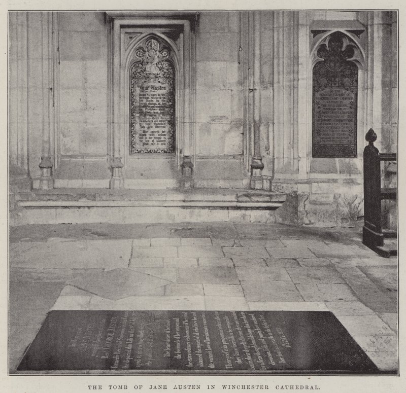 Het graf van Jane Austen in de kathedraal van Winchester door English Photographer