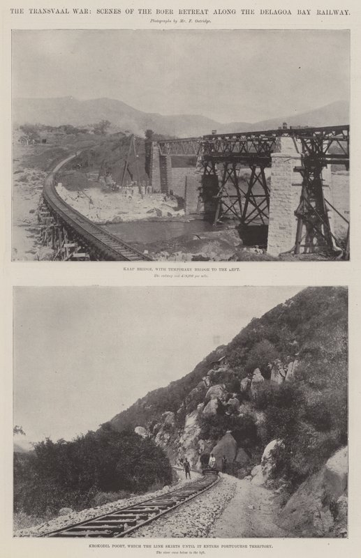 De Transvaaloorlog, scènes van de Boeren terugtocht langs de Delagoa Bay spoorweg door English Photographer