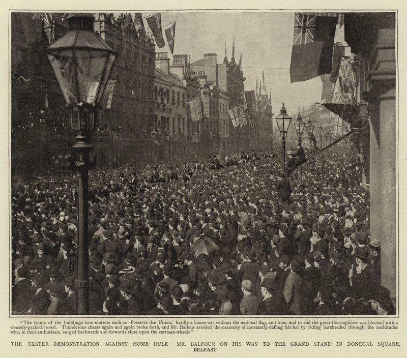 De Ulster Demonstratie tegen Home Rule, de Heer Balfour op Weg naar de Tribunes in Donegal Square, Belfast door English Photographer