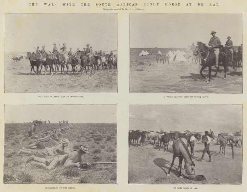 De oorlog, met de Zuid-Afrikaanse lichte cavalerie bij De Aar door English Photographer