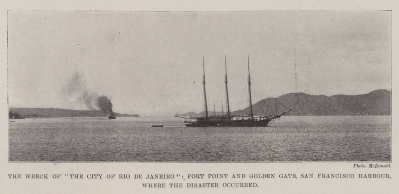 Het wrak van de City of Rio de Janeiro, Fort Point en Golden Gate, San Francisco Haven, waar de ramp plaatsvond door English Photographer