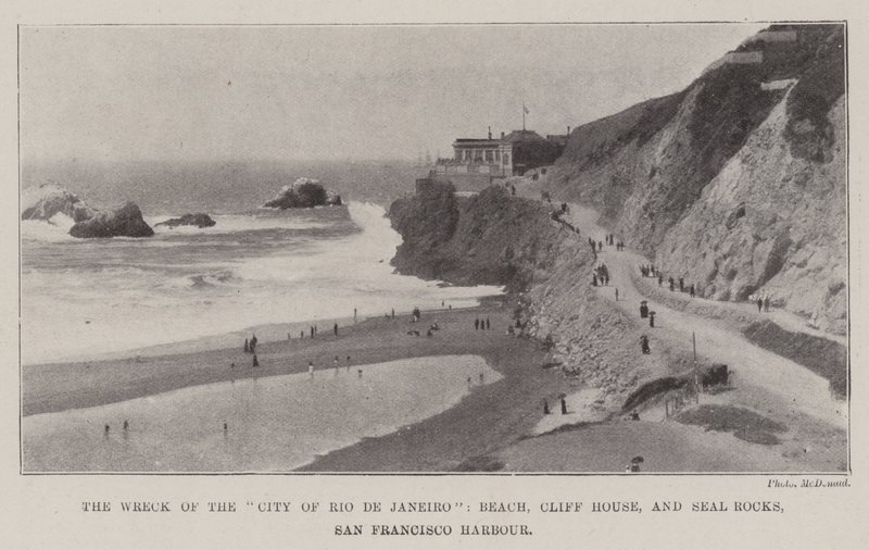 Het wrak van de City of Rio de Janeiro, Strand, Cliff House en Seal Rocks, San Francisco Haven door English Photographer