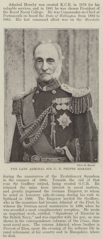 De overleden Admiraal Sir G T Phipps Hornby door English Photographer