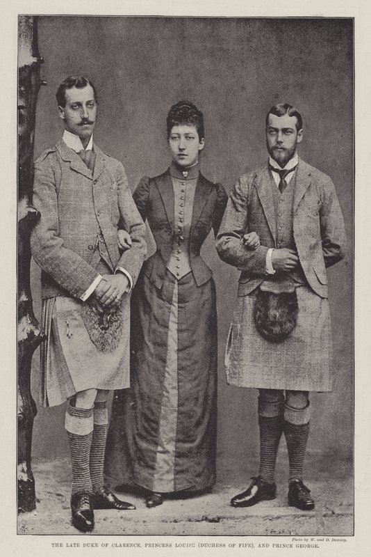 De overleden Hertog van Clarence, Prinses Louise (Hertogin van Fife), en Prins George door English Photographer