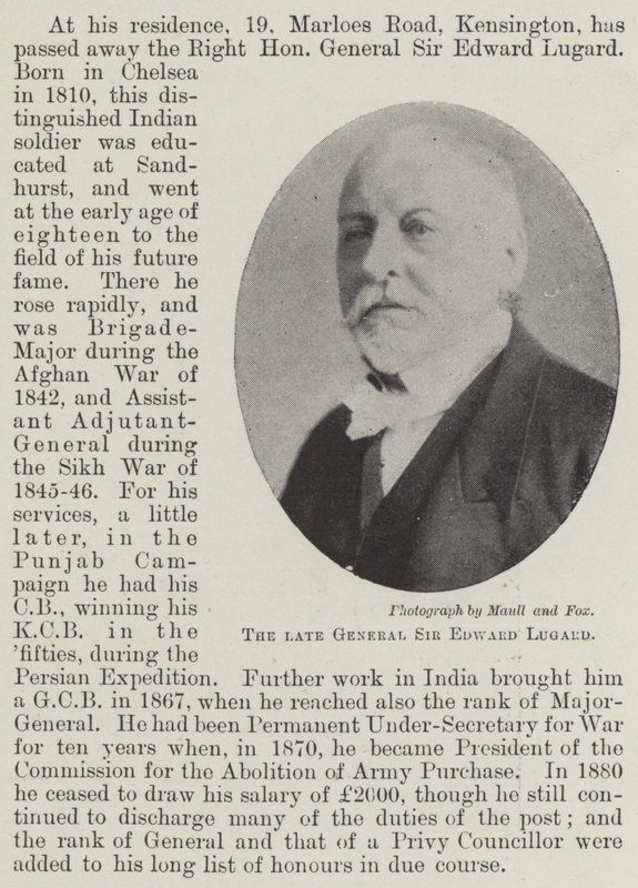 De wijlen generaal Sir Edward Lugard door English Photographer