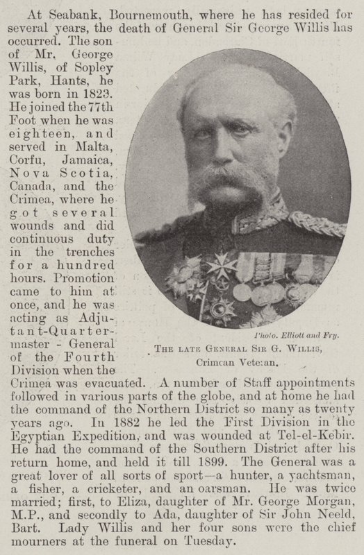 De overleden generaal Sir G Willis, veteraan van de Krimoorlog door English Photographer