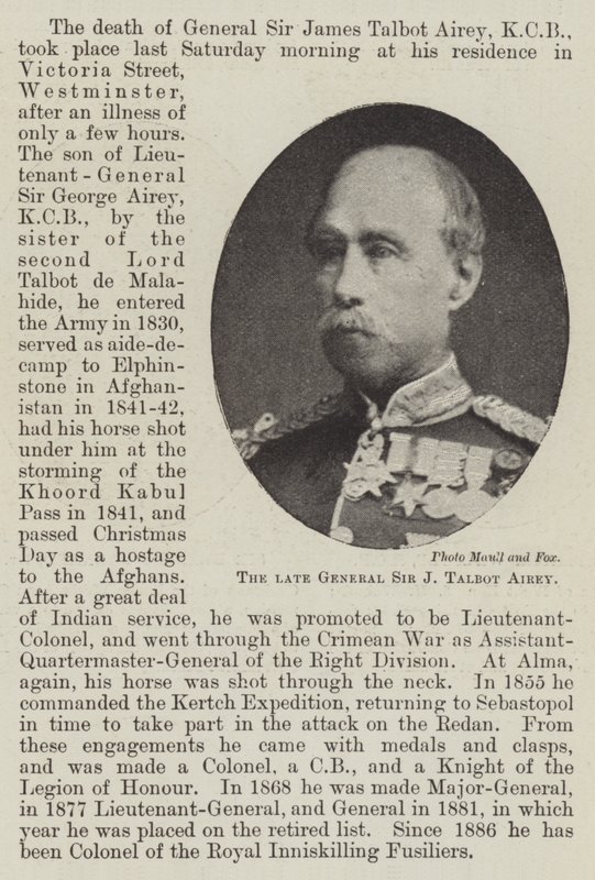 Wijlen generaal Sir J Talbot Airey door English Photographer