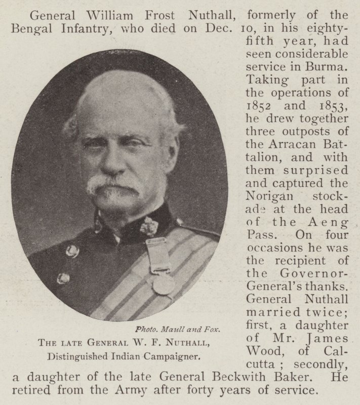 De overleden generaal W F Nuthall, onderscheiden Indiase campagnevoerder door English Photographer