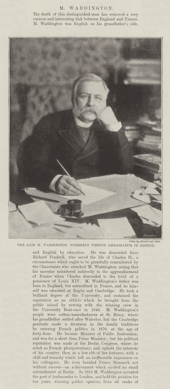 De overleden M Waddington, voormalig Frans Ambassadeur in Londen door English Photographer