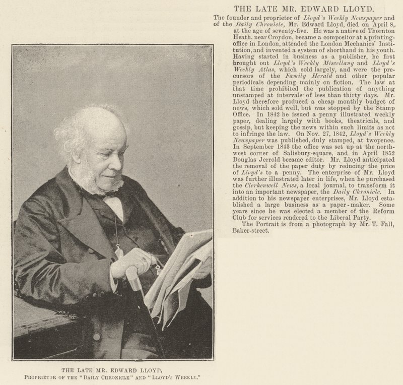 De wijlen Mr. Edward Lloyd, Eigenaar van de Daily Chronicle en Lloyds Weekly door English Photographer