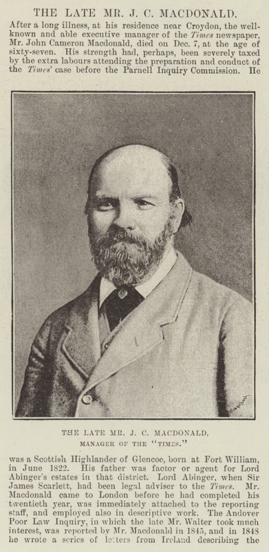 De wijlen de heer J C Macdonald, manager van de Times door English Photographer