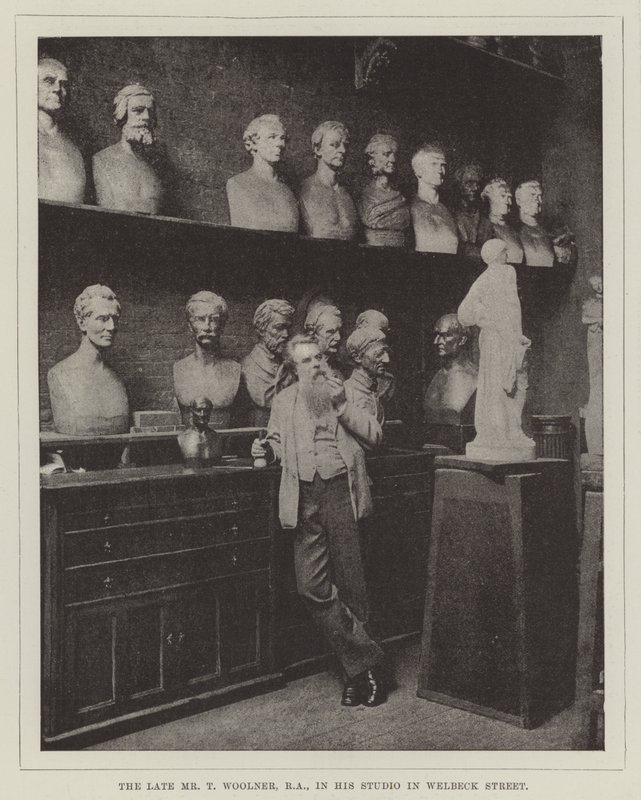 De overleden Mr. T Woolner, RA, in zijn studio in Welbeck Street door English Photographer