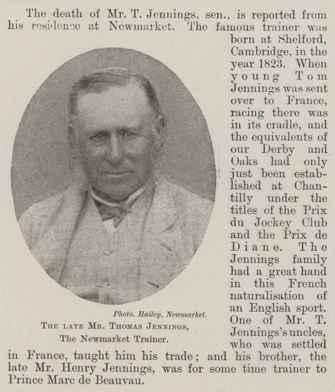 De overleden Mr. Thomas Jennings, de trainer van Newmarket door English Photographer