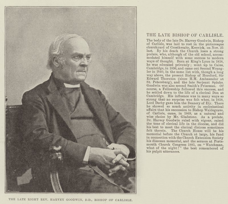 De overleden zeer eerwaarde Harvey Goodwin, DD, bisschop van Carlisle door English Photographer