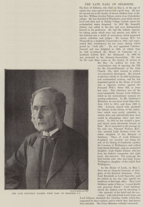 De overleden Roundell Palmer, Eerste Graaf van Selborne, PC door English Photographer