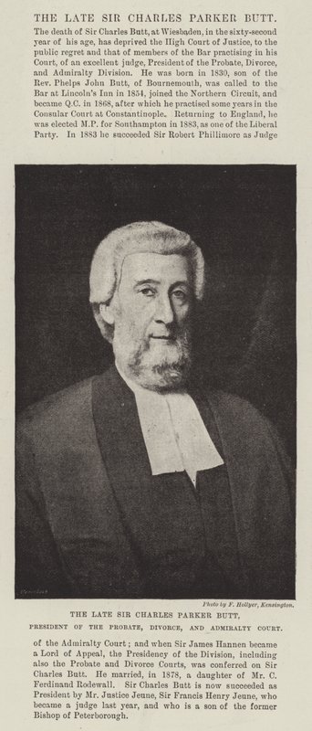 Wijlen Sir Charles Parker Butt, president van de Probate, Divorce, and Admiralty Court door English Photographer
