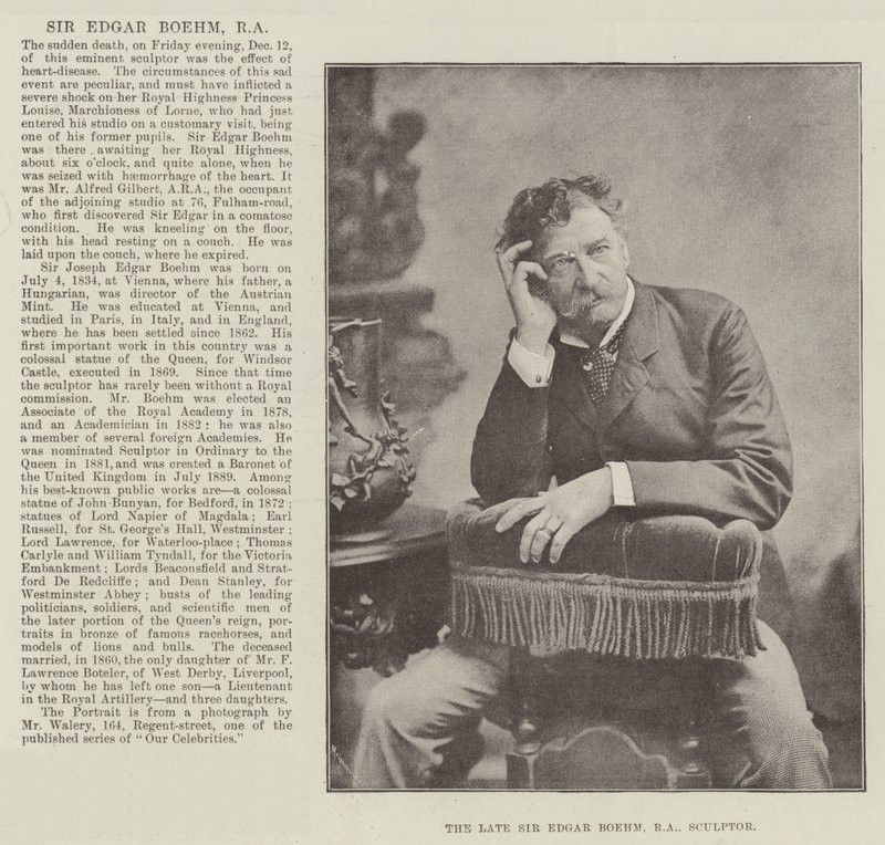 De wijlen Sir Edgar Boehm, RA, beeldhouwer door English Photographer