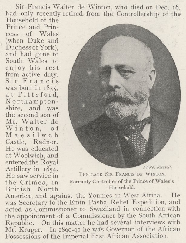 Wijlen Sir Francis de Winton, voormalig Controller van het Huis van de Prins van Wales door English Photographer