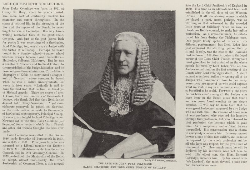 De overleden Sir John Duke Coleridge, Baron Coleridge, en Lord Chief Justice van Engeland door English Photographer