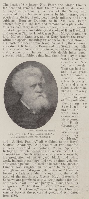 De overleden Sir Noel Paton, RSA, de schilder van Zijne Majesteit voor Schotland door English Photographer