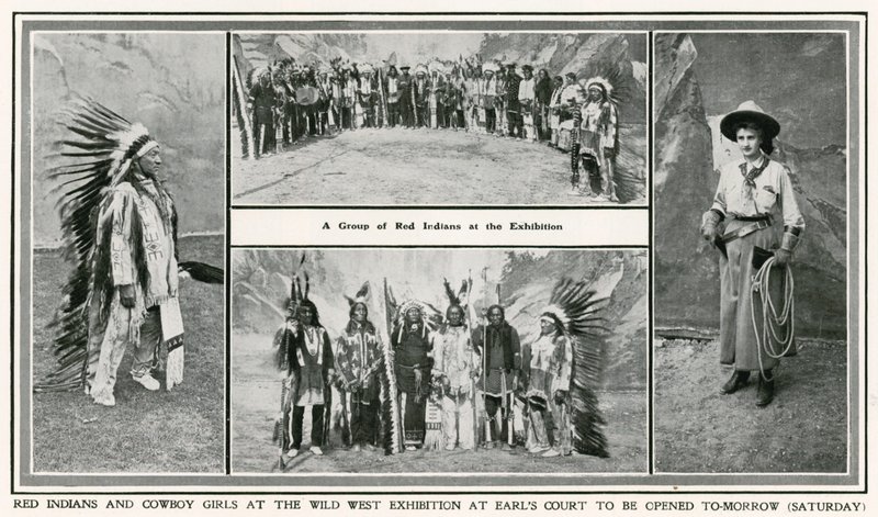 De opening van de Golden West-tentoonstelling in Earls Court: Rode Indianen en cowgirl meisjes door English Photographer