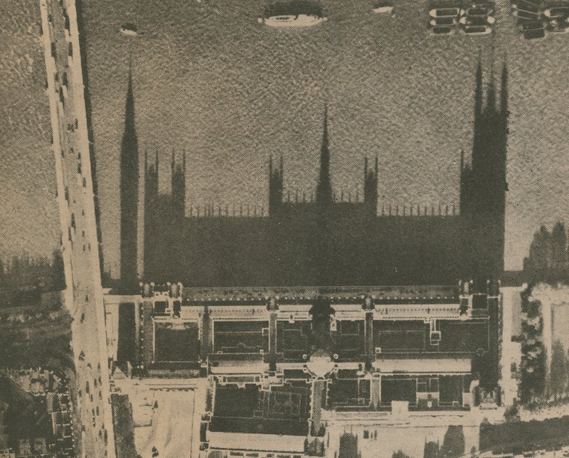 De schaduw van Westminster; foto genomen van bovenaf met uitzicht op het Parlement door English Photographer