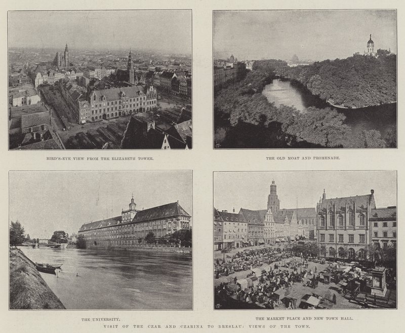 Bezoek van de tsaar en tsarina aan Breslau, uitzichten van de stad door English Photographer
