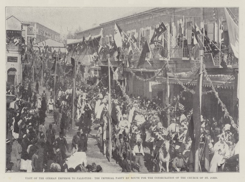 Bezoek van de Duitse keizer aan Palestina, het keizerlijke gezelschap op weg naar de inwijding van de kerk van St. John door English Photographer