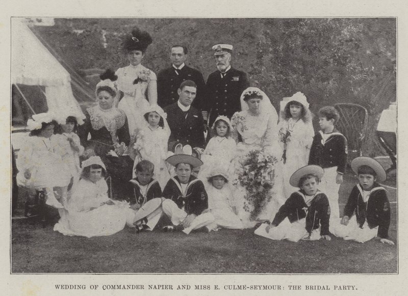 Huwelijk van Commandant Napier en Miss E Culme-Seymour, het Bruidsgezelschap door English Photographer