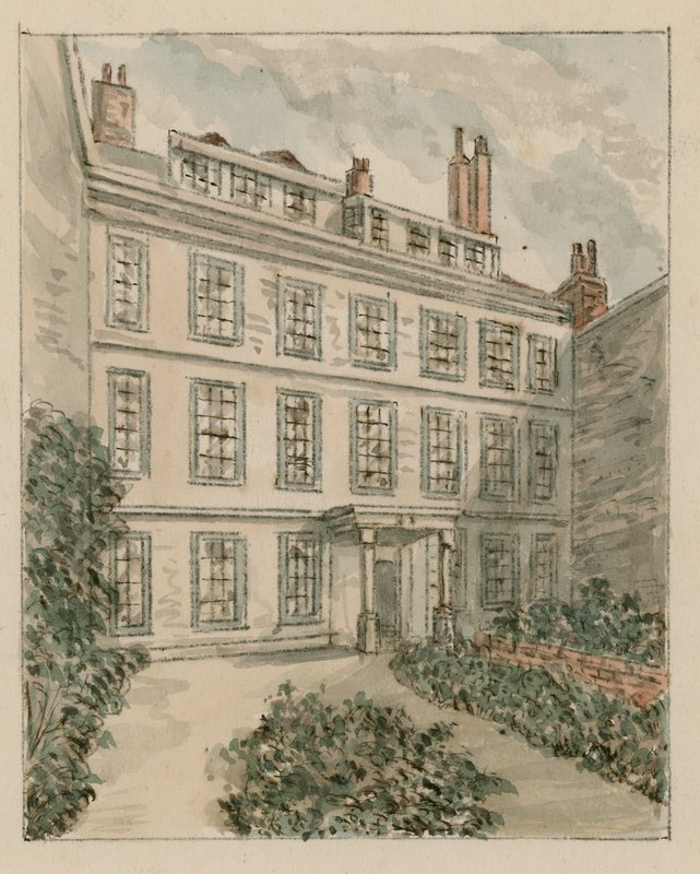 10 Nevills Court, Fetter Lane, Holborn, naar een schets uit 1890 door English School